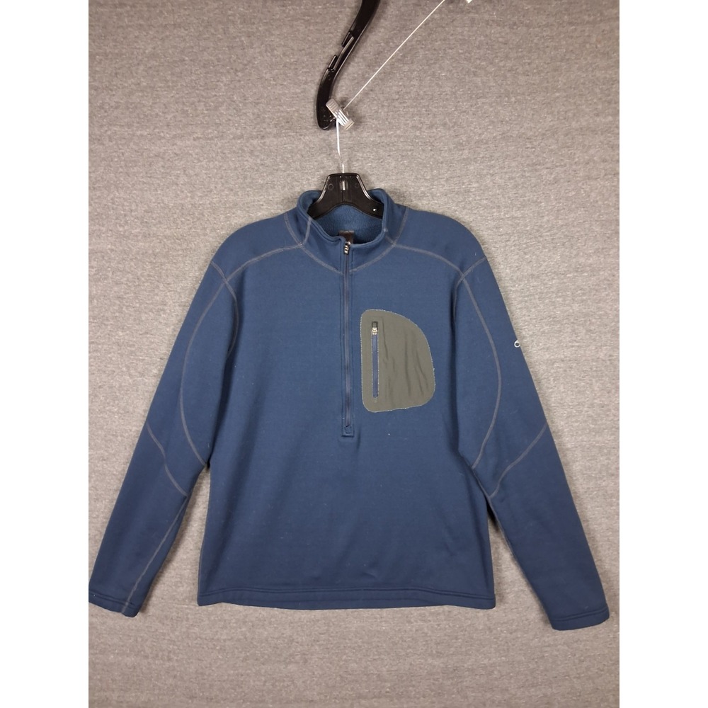 REI Mens Jacket M Blue Fleece OXT 1/4 Zip VTG USA Hiking Camping Gorpcore‎